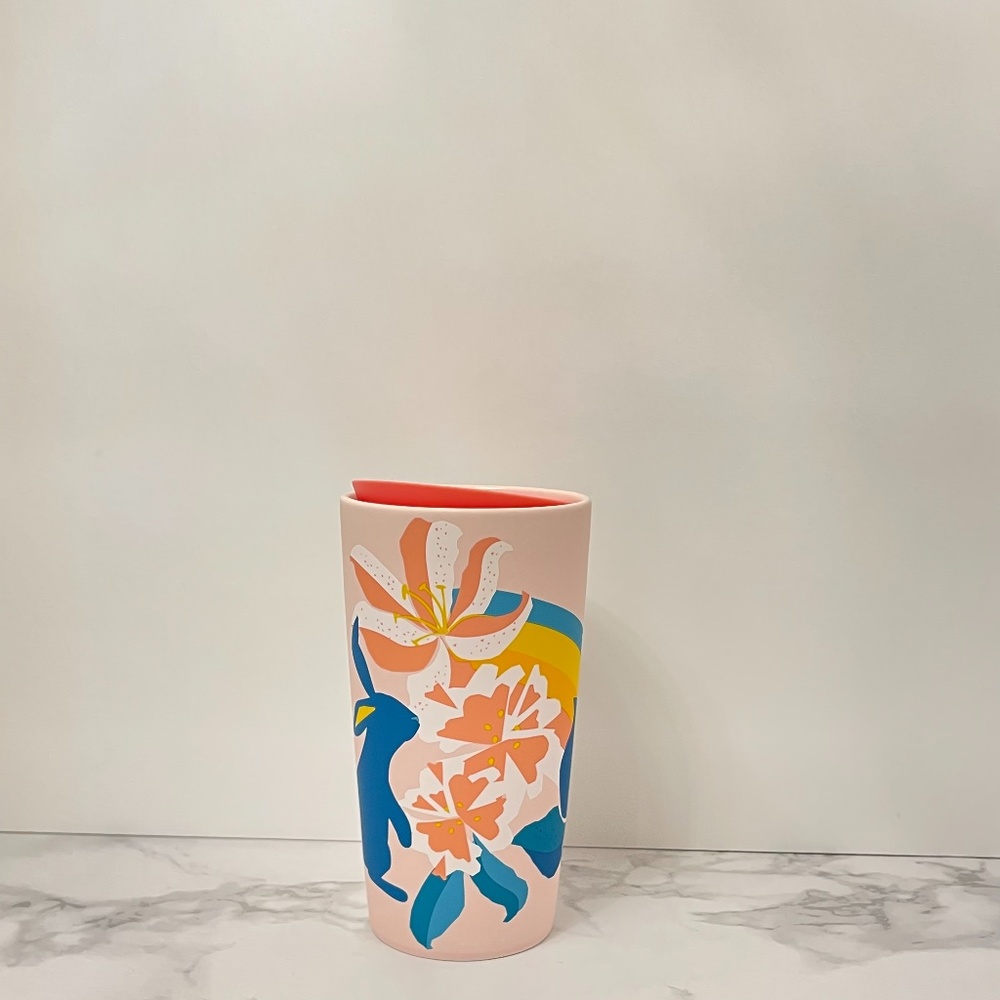 Starbucks Easter 2021 Bunny Rainbow Floral Ceramic Cup Mug Tumbler 12 oz NWT